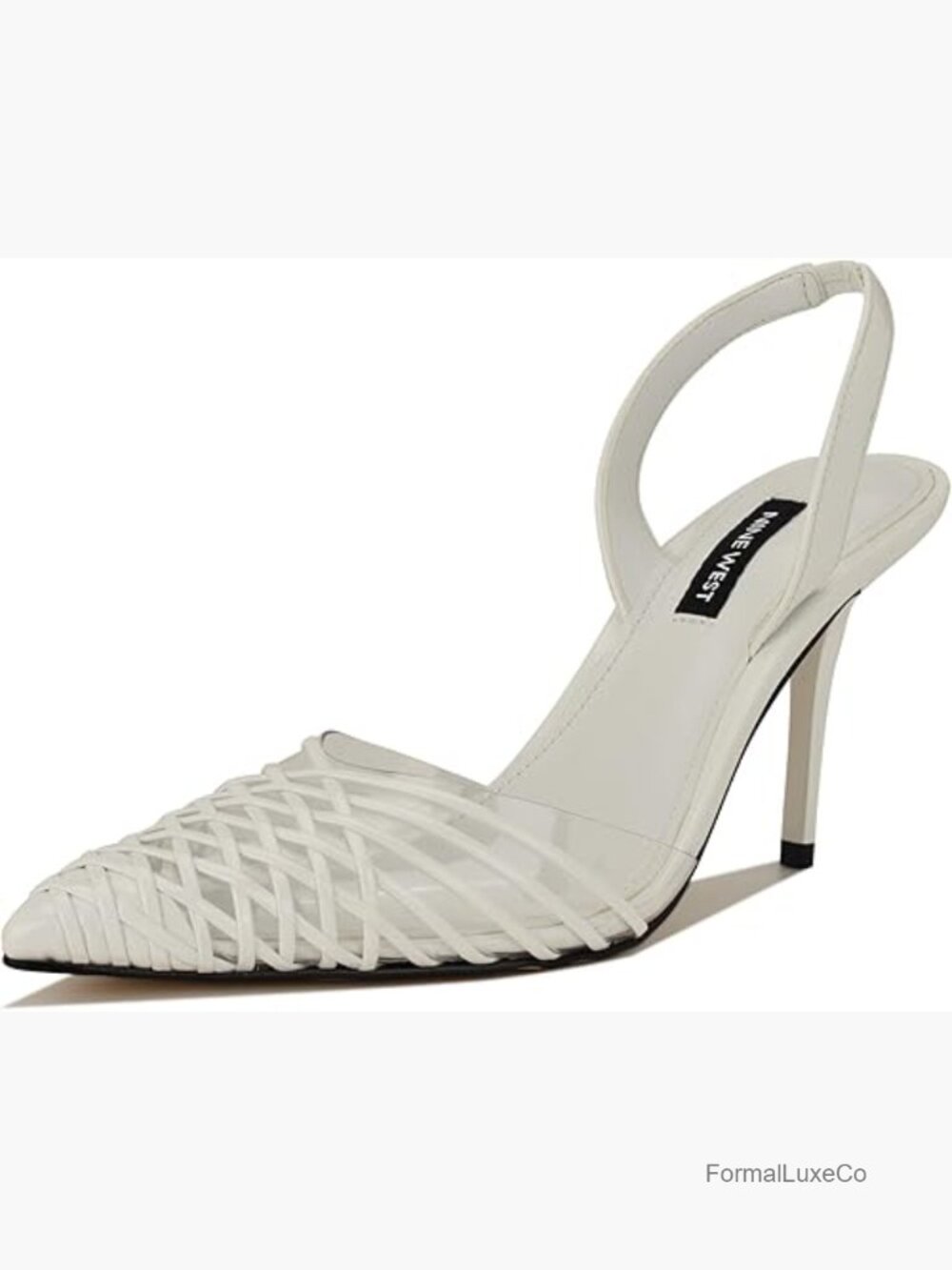 Pointy Toe Slingback Stiletto Heels - Faux Patent Leather